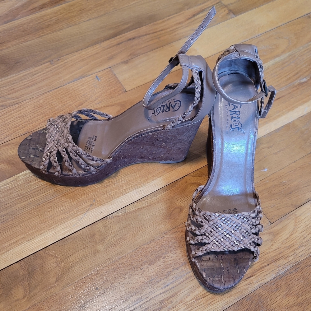 Carlos by Carlos Santana Weaved Leather Platform Wedges - 10